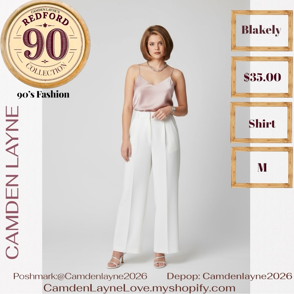 Blakely Blush Pink Iridescent Satin Blouse
